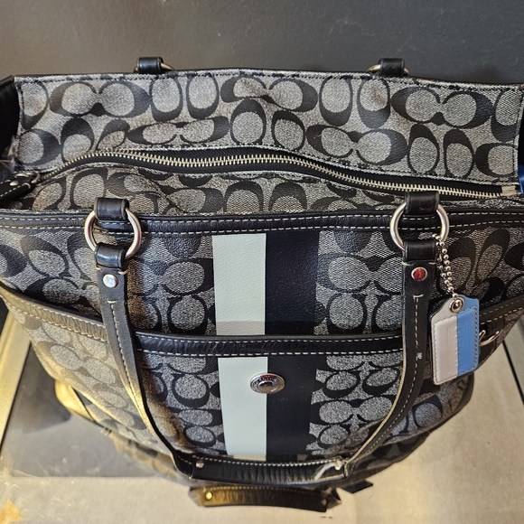 Black & Grey Leather Coach Diaper Bag - Picture 6 of 13
